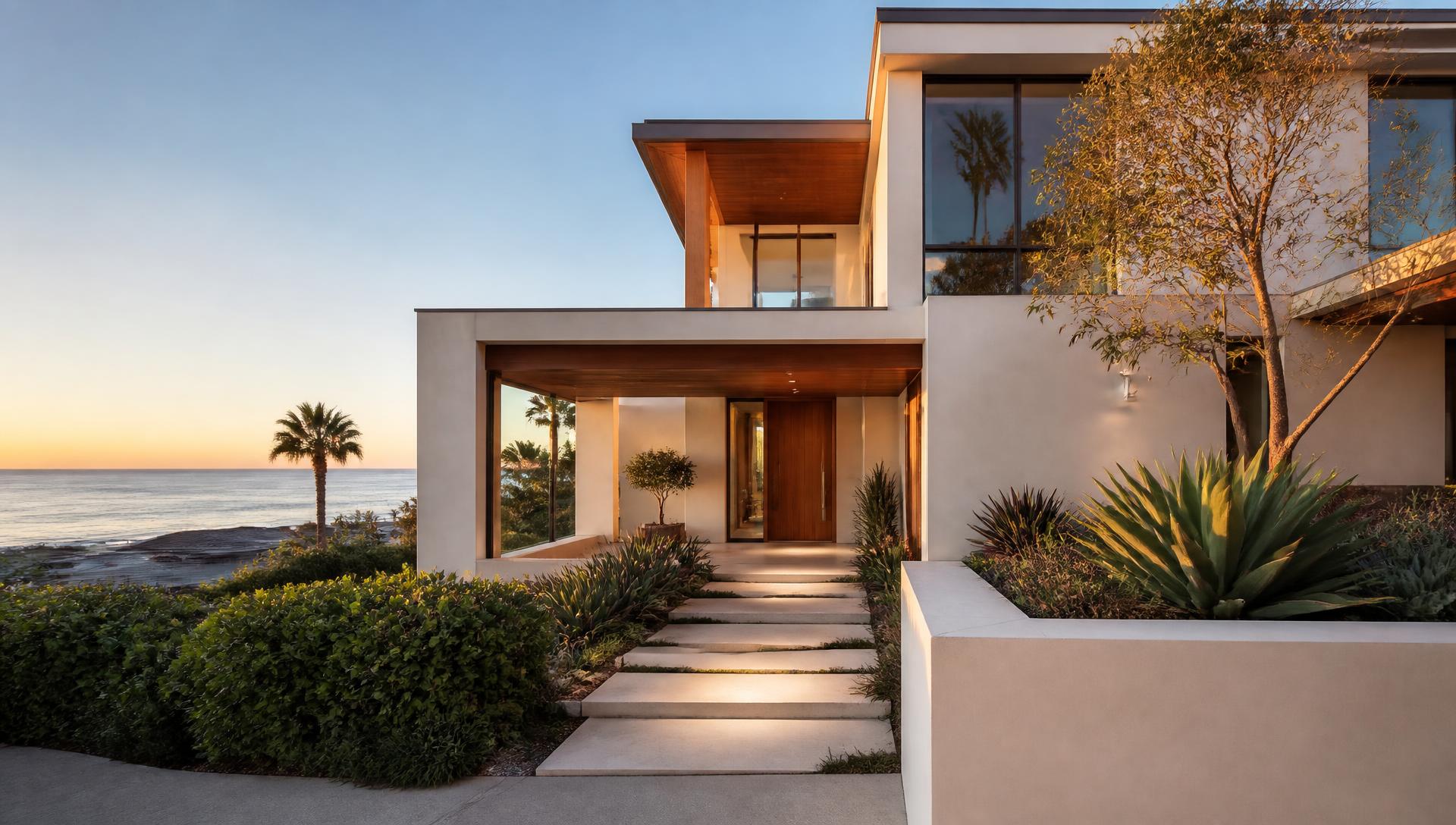 A Southern California residential property at golden hour